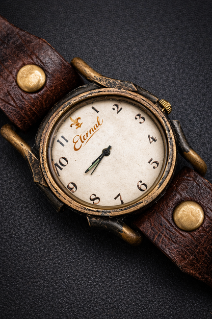 Montre quartz en laiton style Punk Vintage